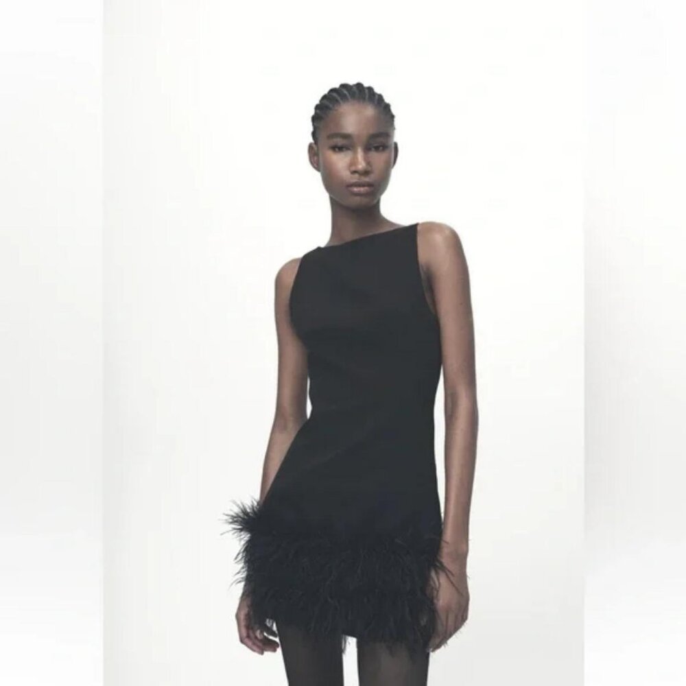 ZARA STRETCHY FEATHER DRESS